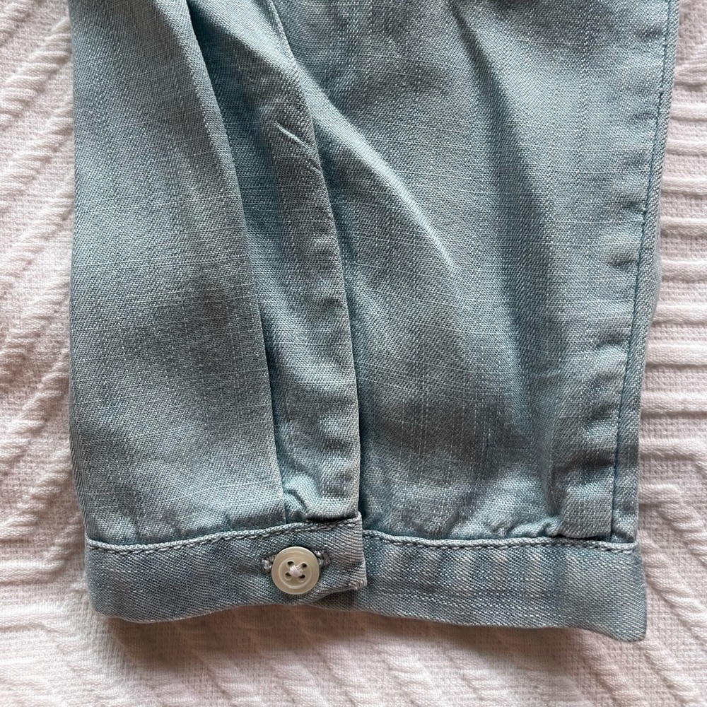 Talbots Women’s Large Chambray Popover Tunic 1/2 Button Coastal NWT - Picture 6 of 7